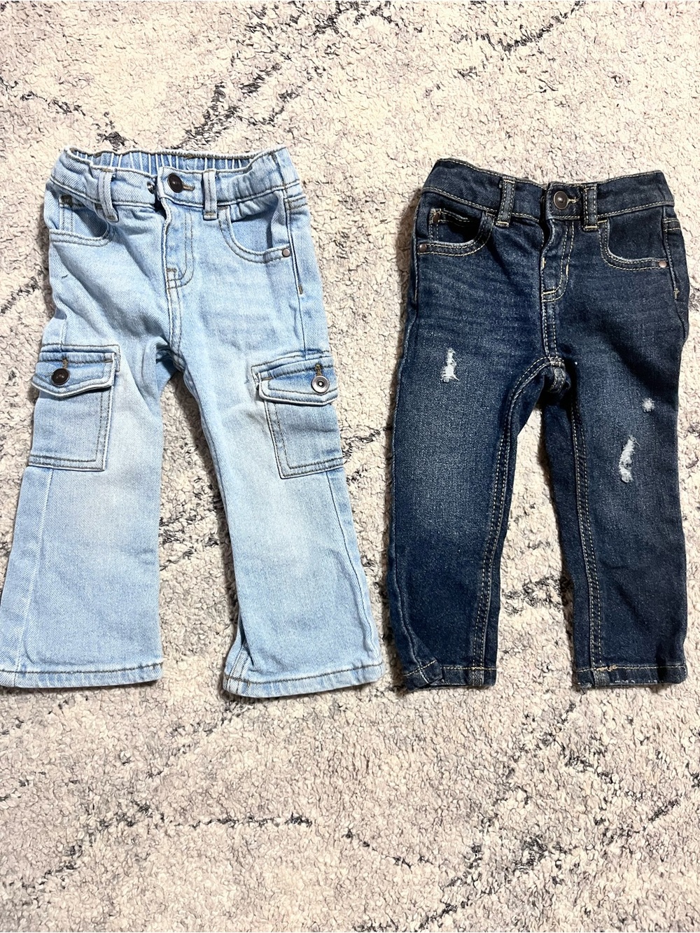 Kids Denim Pants Set - Light Blue & Dark Blue Stretch Jeans
